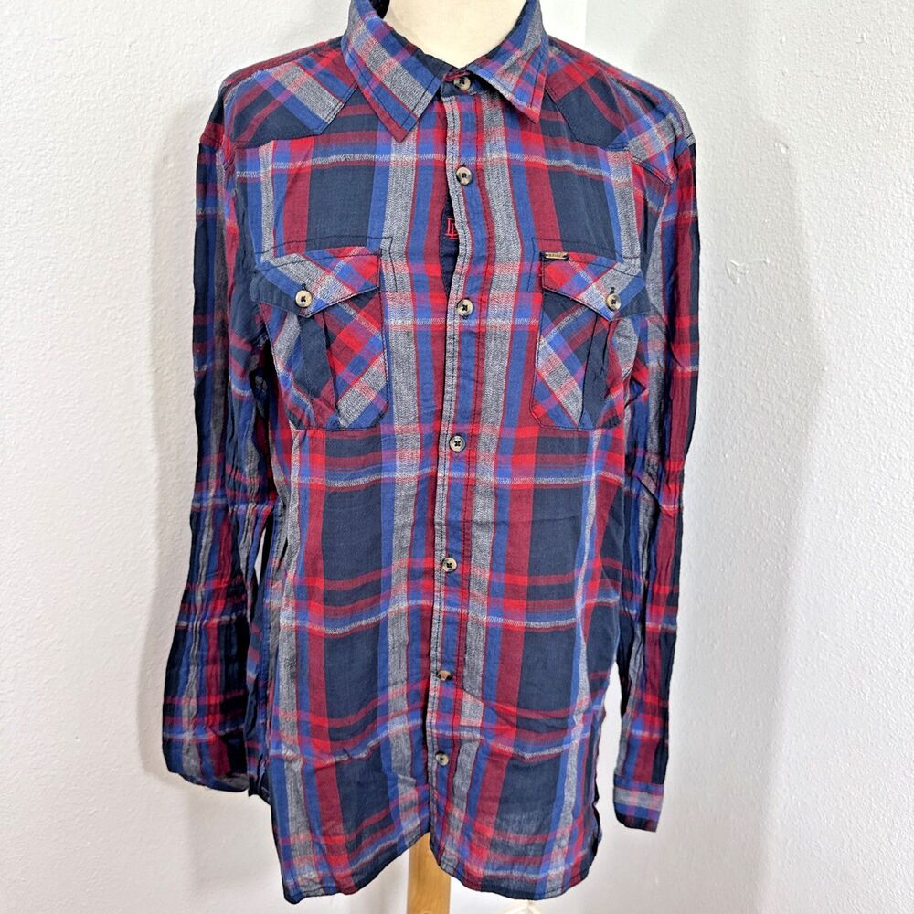 Buffalo David Bitton Shirt Mens M Multi Plaid Sabouchat Button‎ Down Preppy